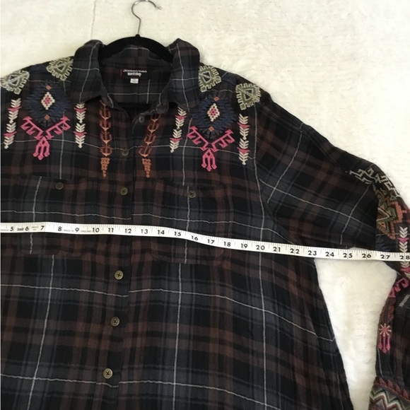Johnny Was Yadani Shirt Tunic Button Plaid Flannel Fall Smock Top Boho XXL - Picture 5 of 9